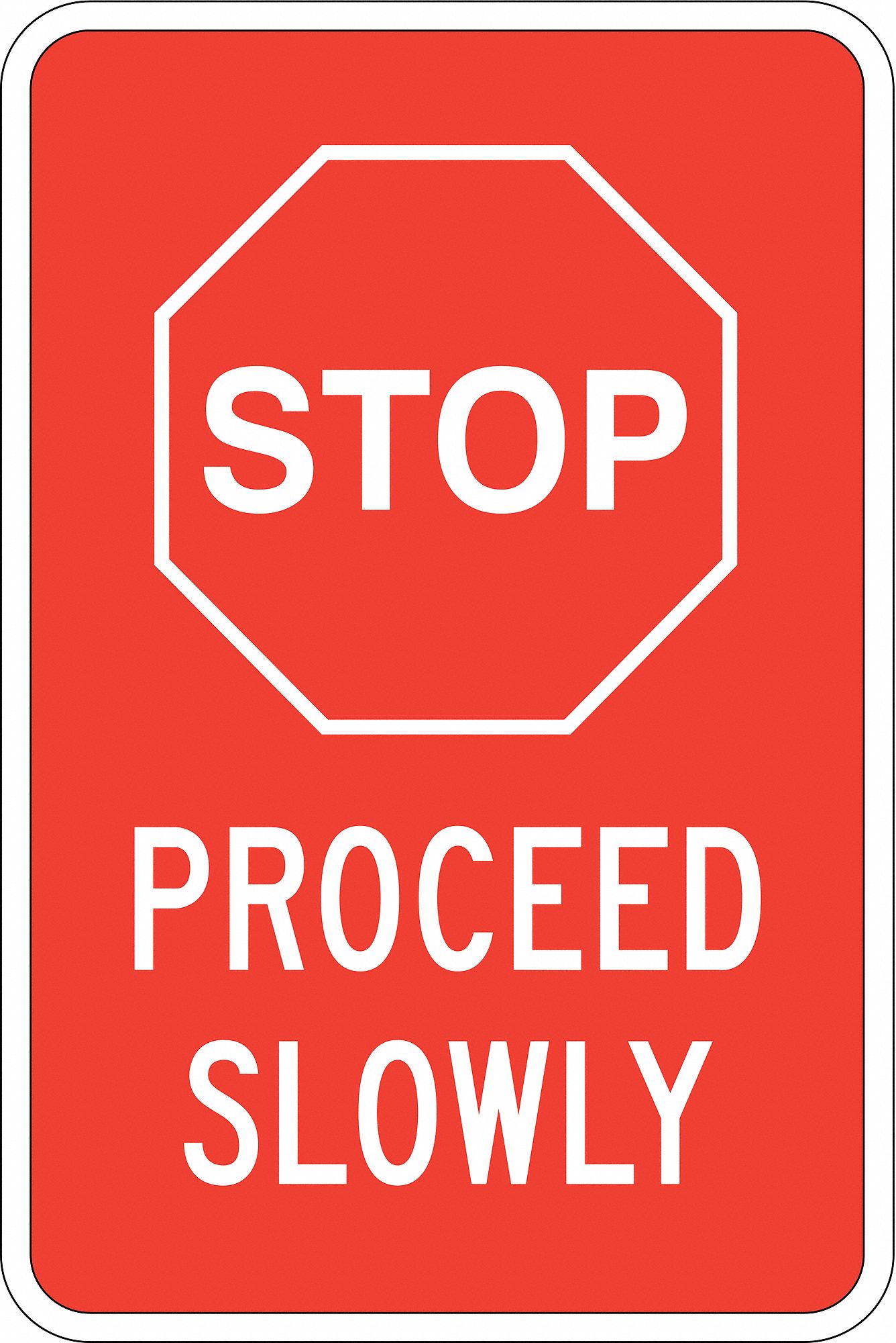 Traffic Sign, 18 x 12In, White/Red