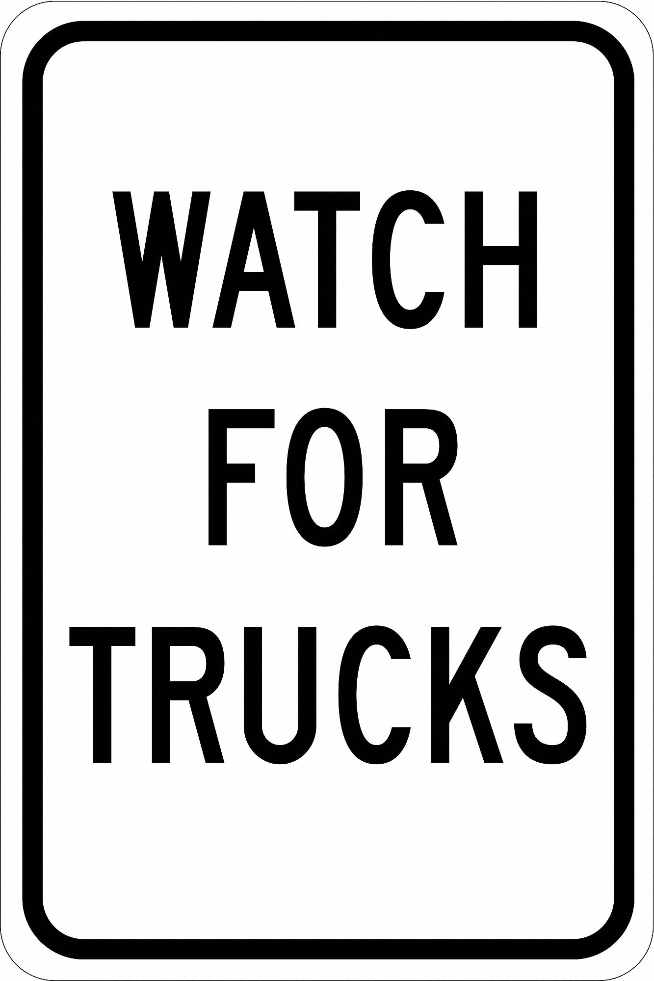 Watch for Trucks Traffic Sign, 18" x 12"