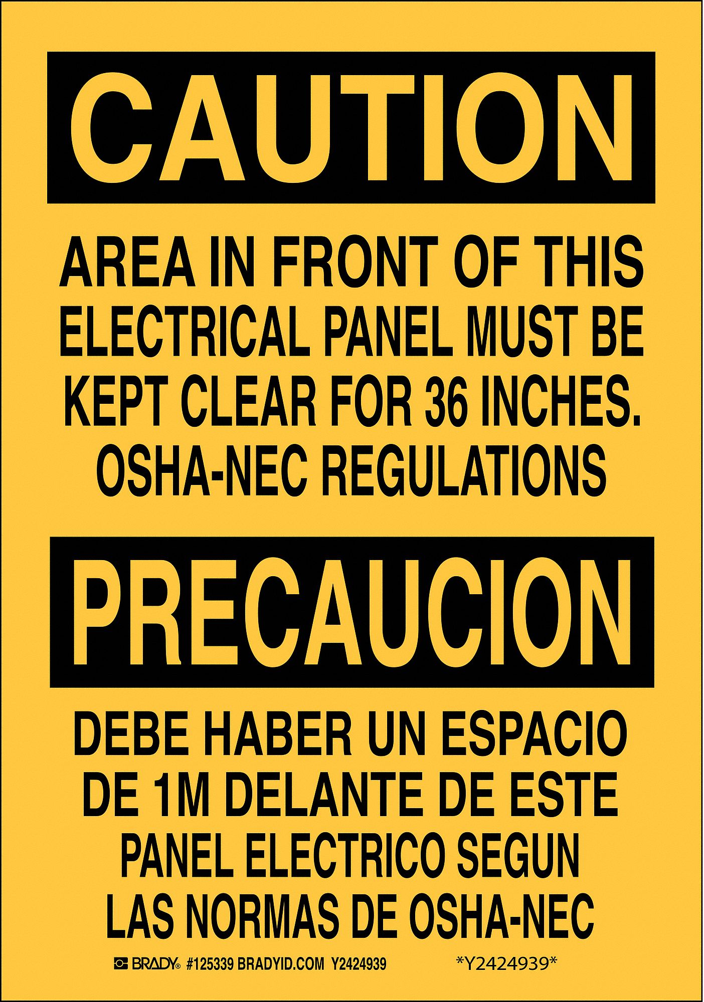 Bilingual Sign, 10 x 7In, Black/Yellow