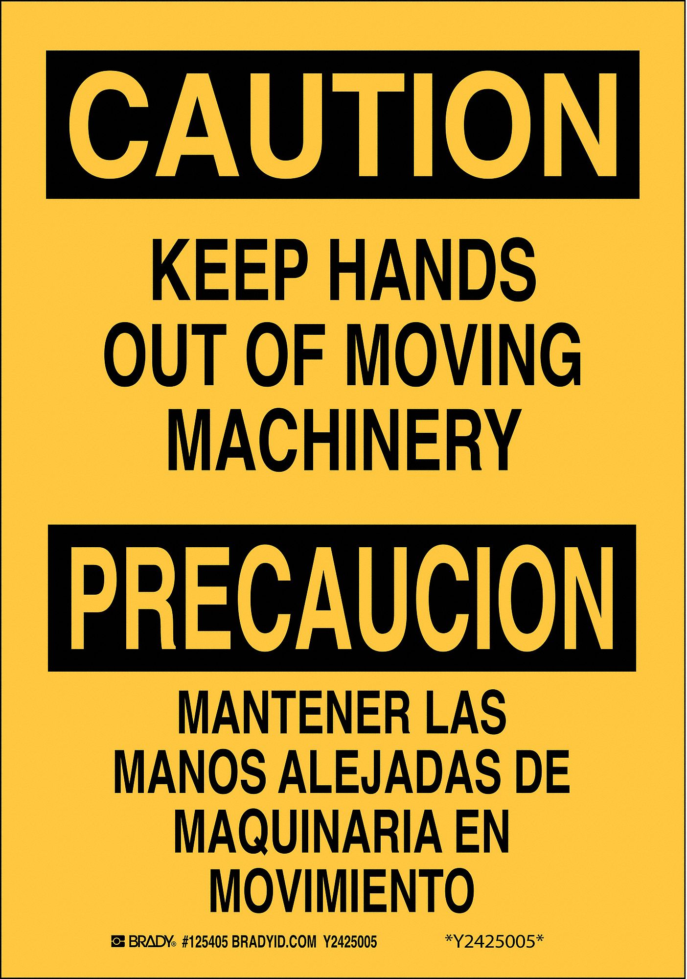 Bilingual Sign, 10 x 7In, Black/Yellow