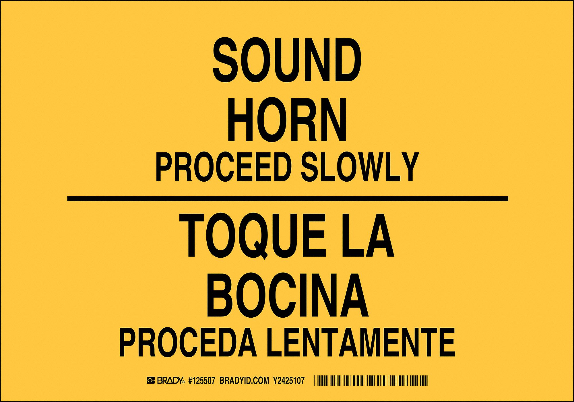Bilingual Safety Sign, 10 x 14In, Blk/Yllw