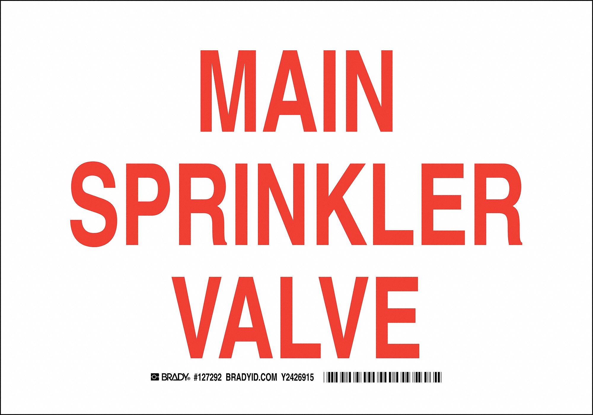 Fire Sprinkler Sign, 10 x 14In, Red/White