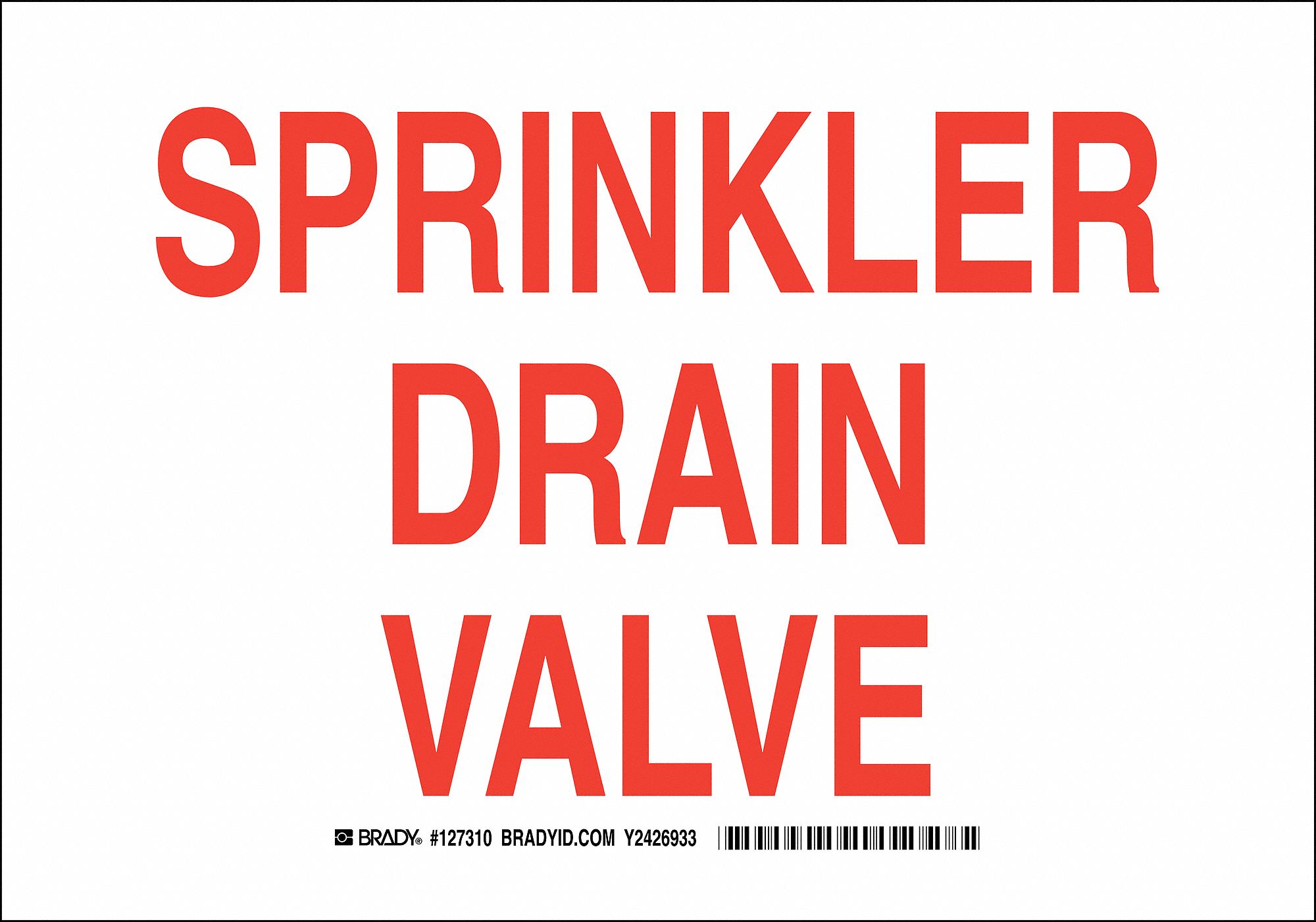 Fire Equip Sign, 7 x 10In, Red/White