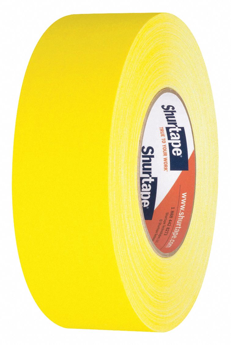 GAFFER'S TAPE, YELLOW, 1⅞ IN X 54 YD, 10.75 MIL, VINYL COATED CLOTH BACK, RUBBER ADHESIVE