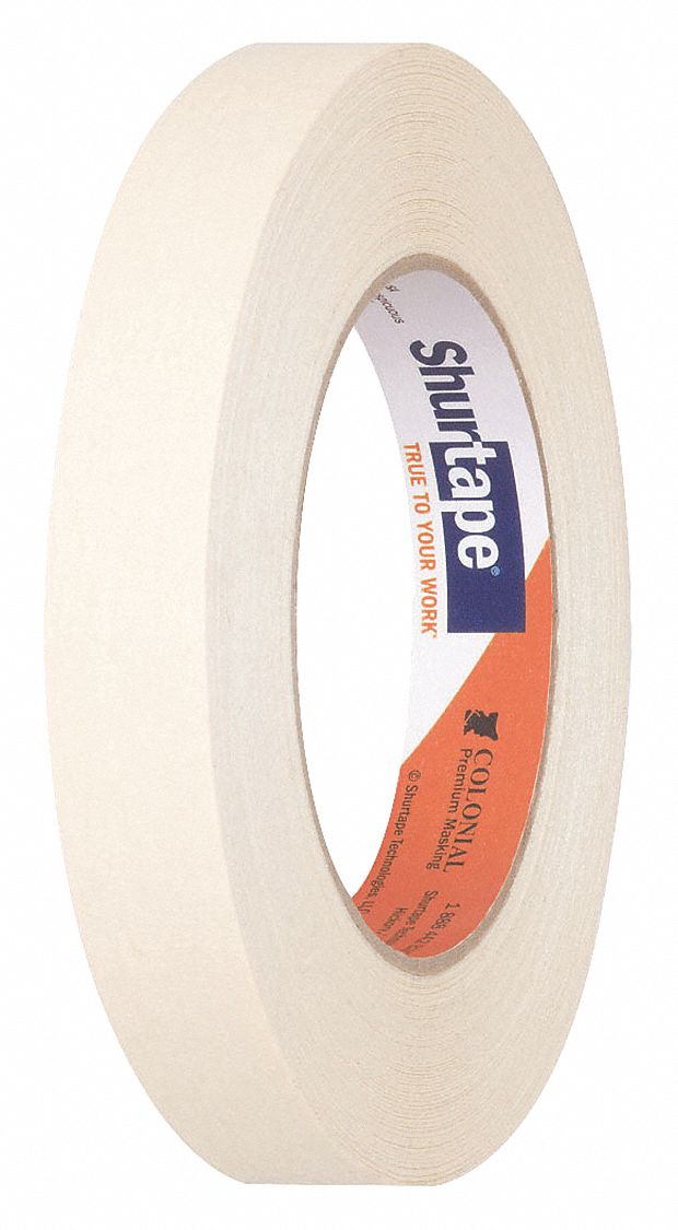 MASKING TAPE, 11/16 IN X 60 YARD, 6.4 MIL THICK, INDOOR, RUBBER ADHESIVE, 48 PK