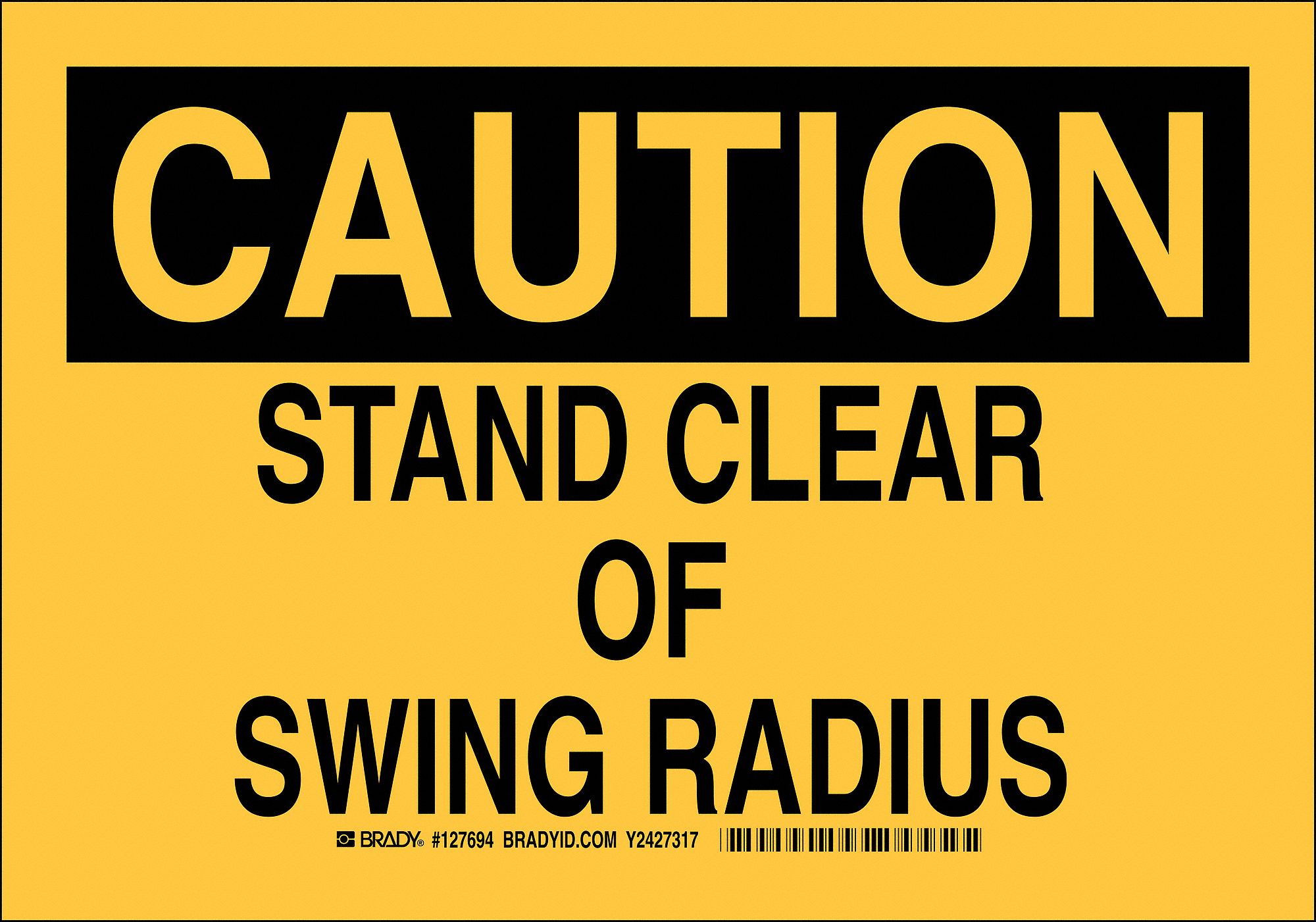 Caution Sign, 10 x 14In, Black/Yellow