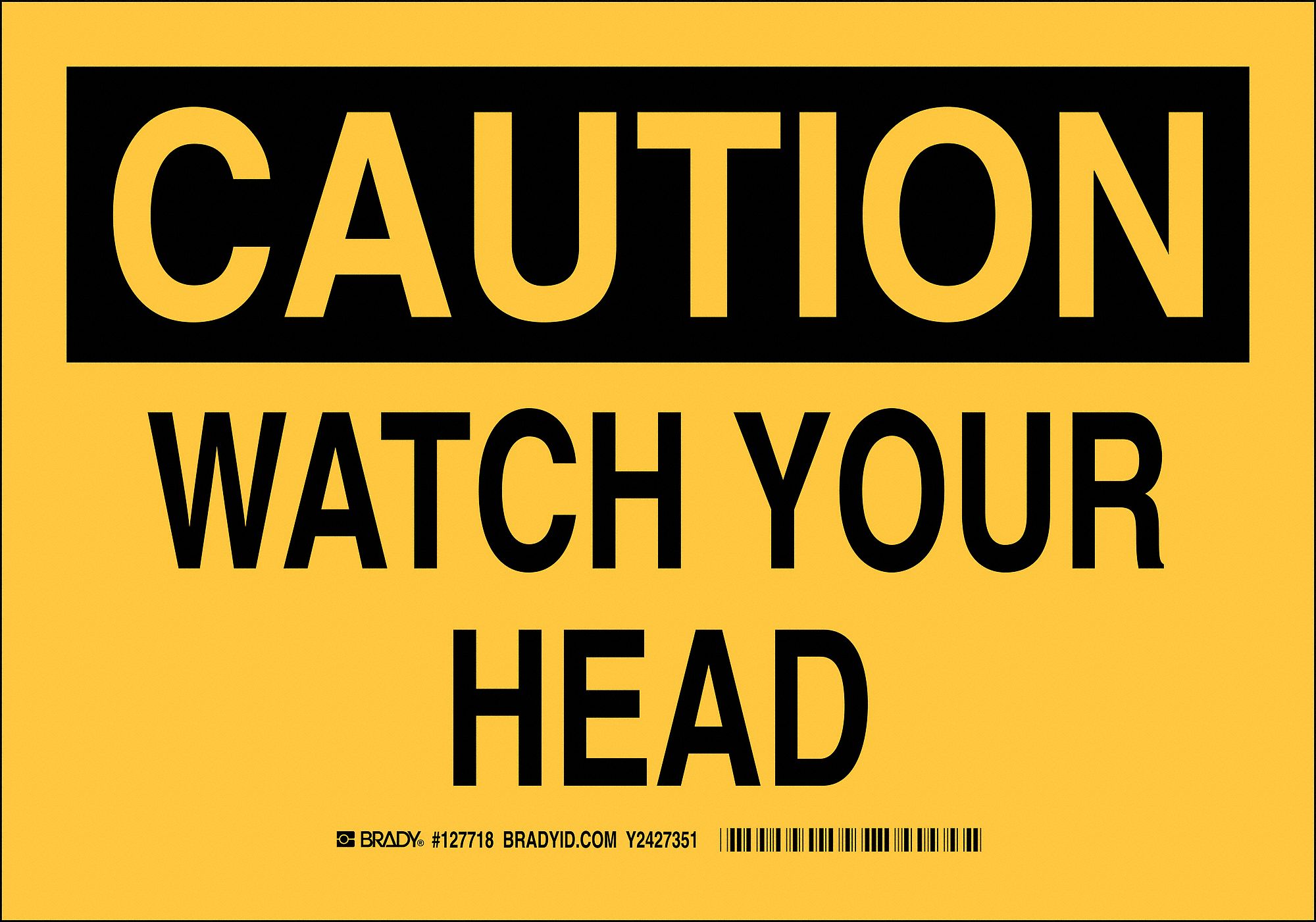 Caution Sign, 10 x 14In, Black/Yellow