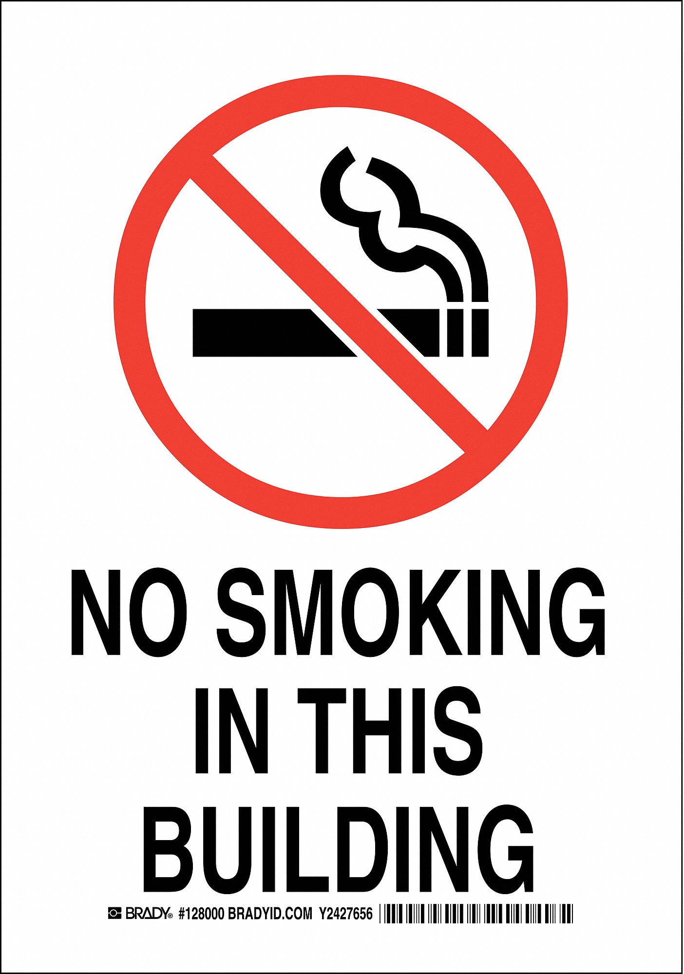 No Smoking Sign, 10 x 7In, Blk and Rd/Wht