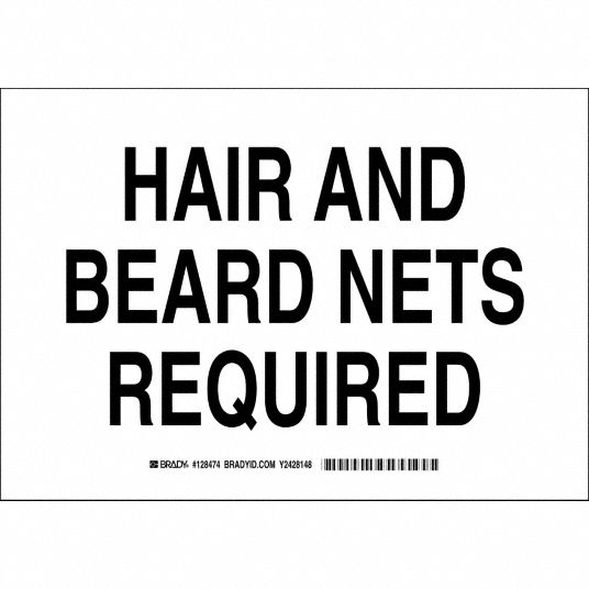 Personal Protection Sign, Hair And Beard Nets Required, Header No ...