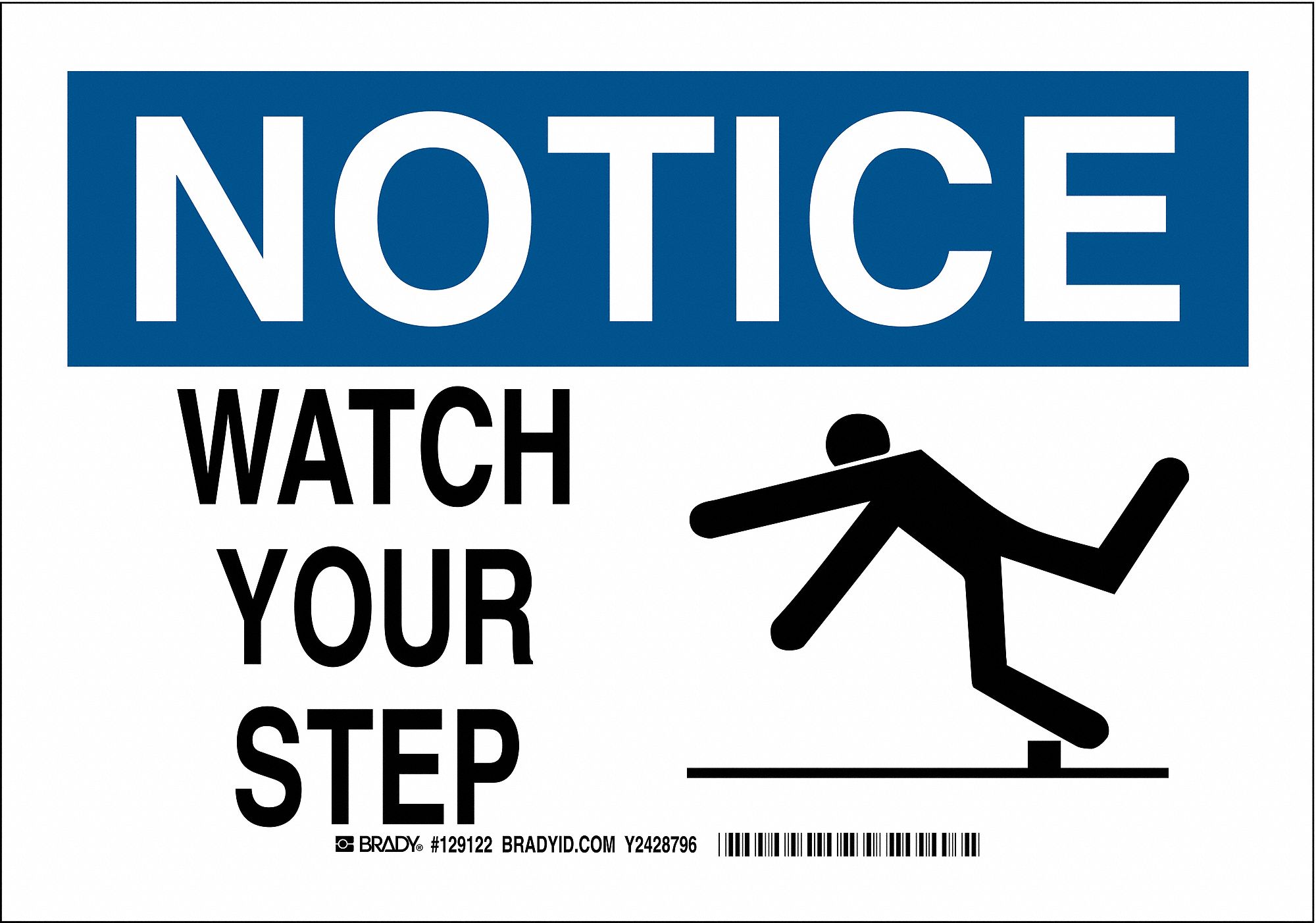 Notice Sign, 7 x 10In, Blk and Ble/White