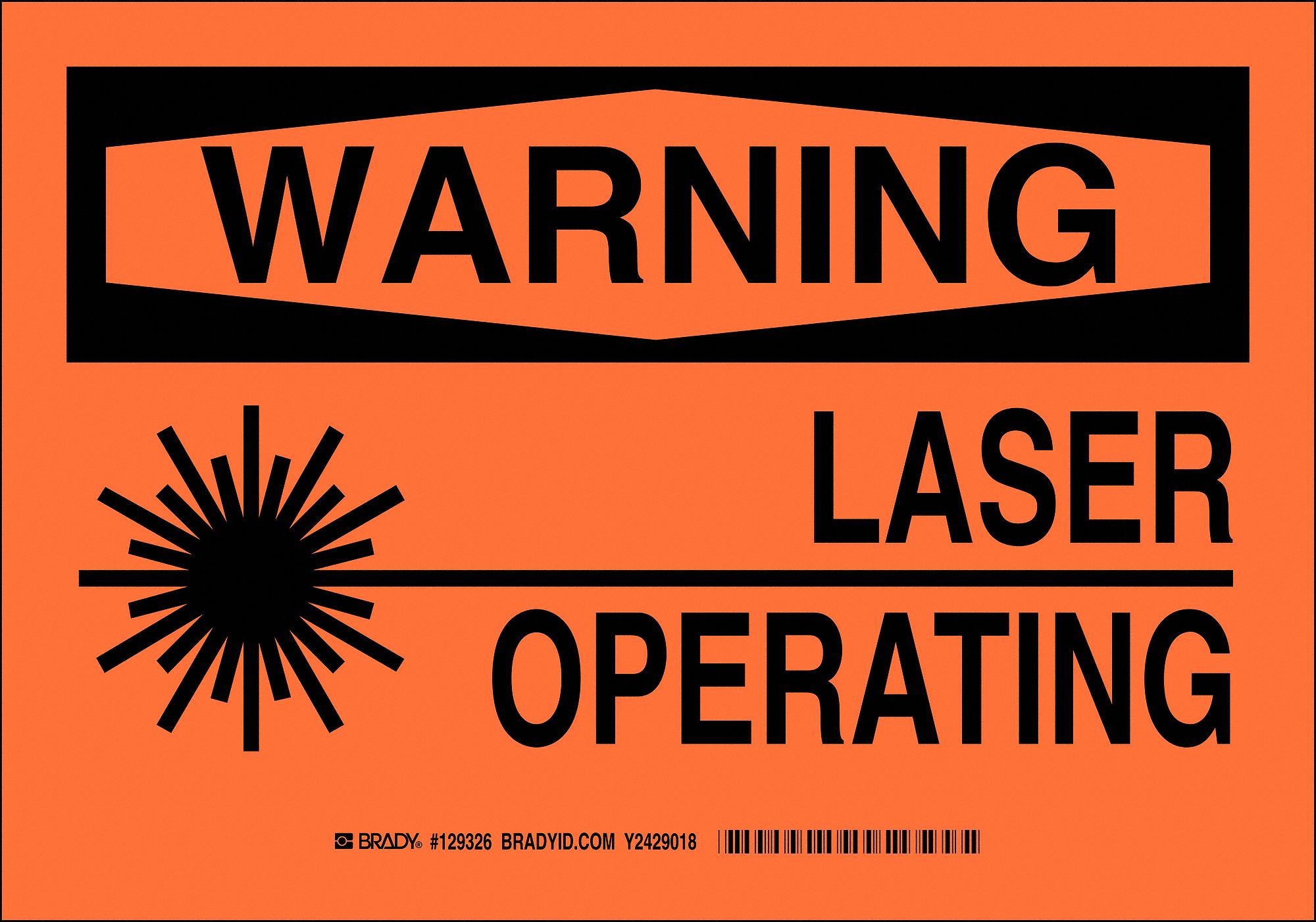 Warning Sign, Laser Operating, Header Warning, Rectangle, 7 in Height ...