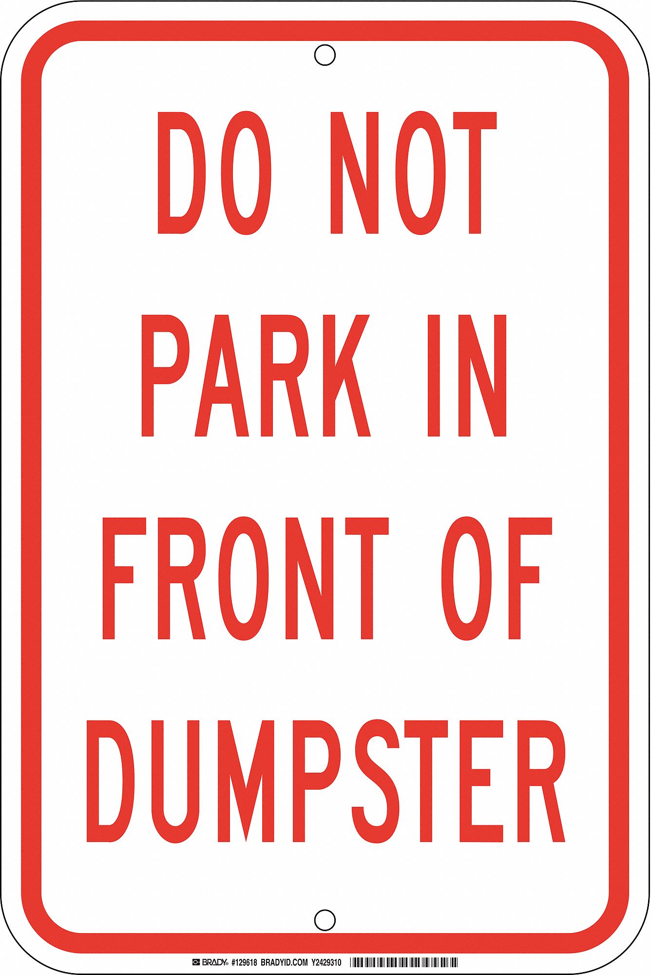 Dumpster No Parking Sign, 18" x 12"