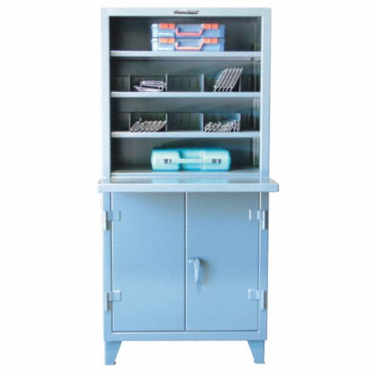 STRONG HOLD Shop Desk Cabinet Hutch Desk 60 in x 24 in x 78 in 0 Drawers 6 Shelves 2 Doors