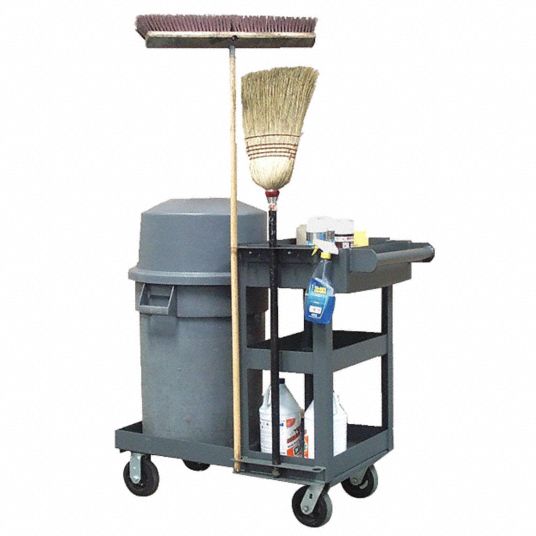 Janitorial cart Housekeeping cart Cleaning Cart on Wheels Housekeeping  Caddy with Shelves Broom mop Holder