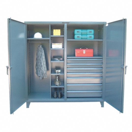 Strong Hold Bin Steel Storage Cabinet: 48 Wide, 24 Deep, 78 High MPN:46BSCW241-3WLR