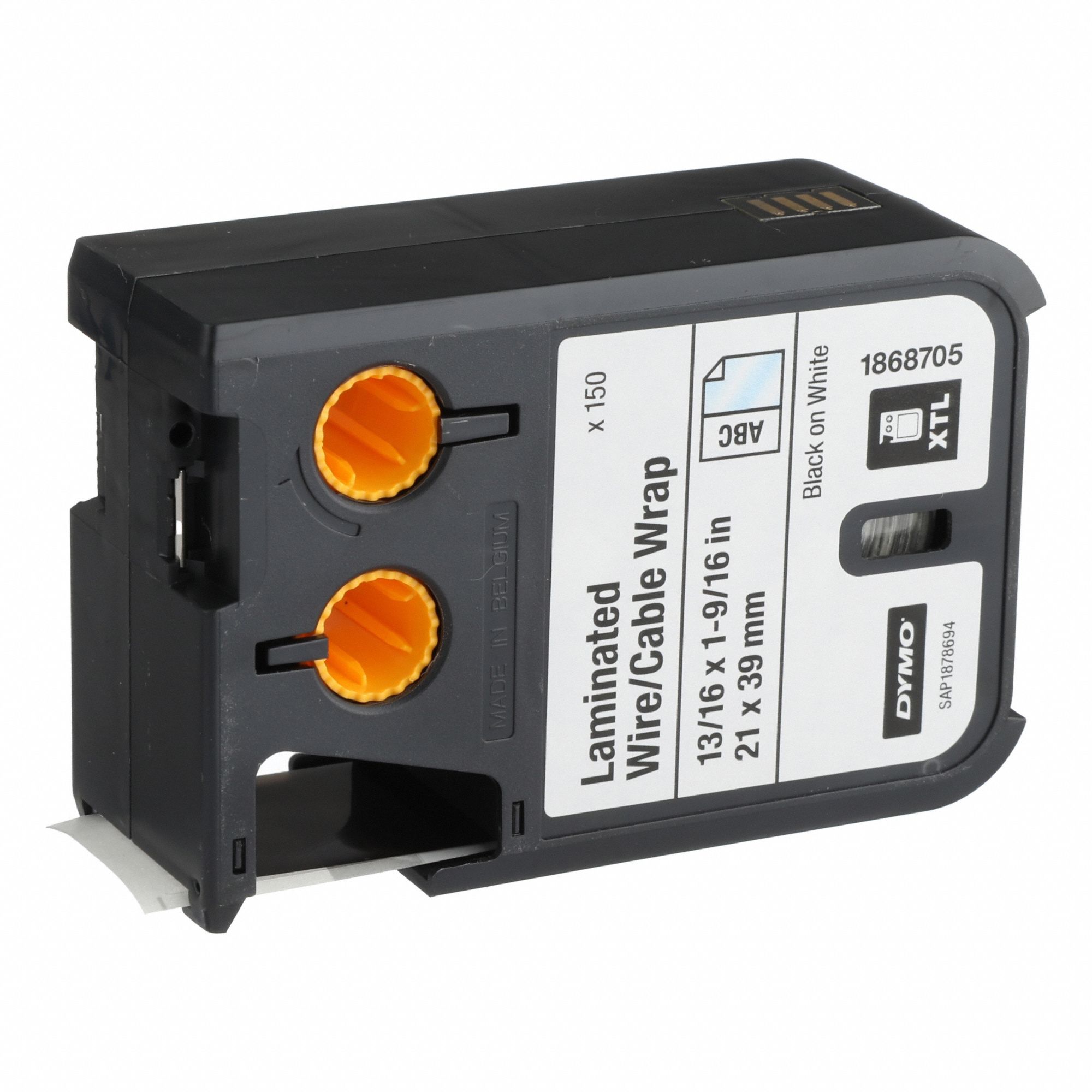 Wraparound Label: 1 17/32 in x 1 19/32 in, Vinyl, White, 150 Labels Included