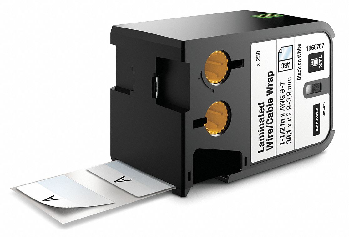 Wraparound Label: 13/16 in x 1 1/2 in, Vinyl, White (Gloss), 250 Labels Included