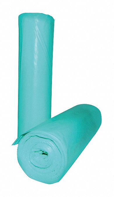Trash Bags: 35 gal Capacity, 30 in Wd, 45 in Ht, 19 micron Thick, Green, 225 PK