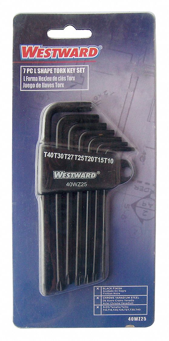 WESTWARD Juego de Llaves Torx 7 piezas Forma L de Acero Aleado - Juegos de Llaves  Torx y Torx Plus - 40WY90