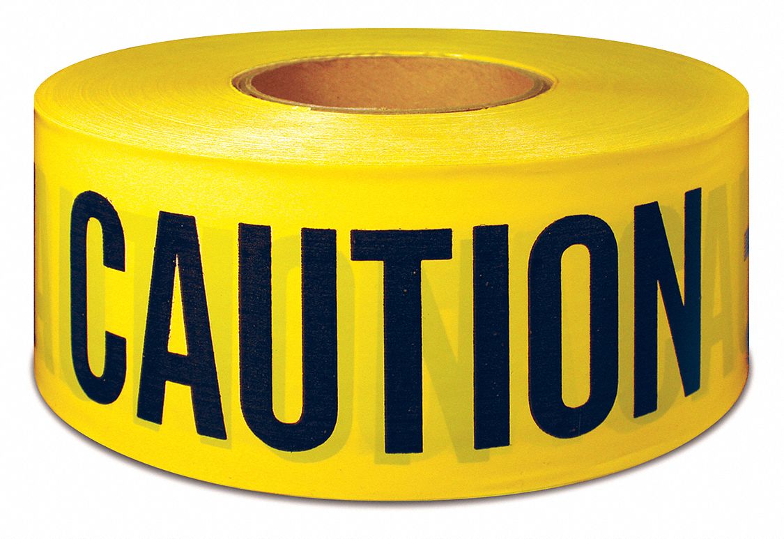 Barricade Tape,  Yellow,  1, 000 ft L,  3 in