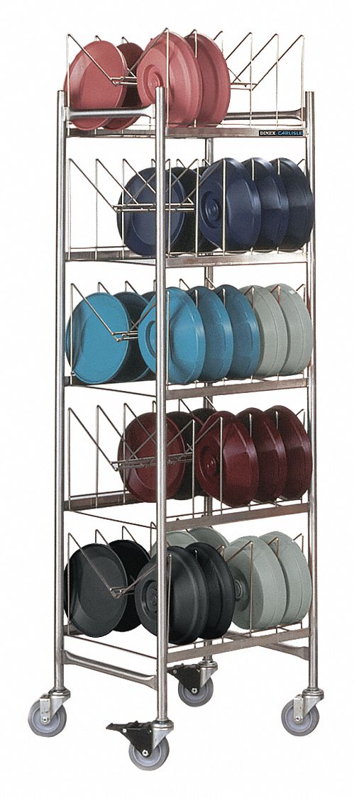 Drying and Storage Cart: 5 Shelves, 50 Slots, 19 1/2 in Dp, 73 in Ht, 20 1/4 in Wd
