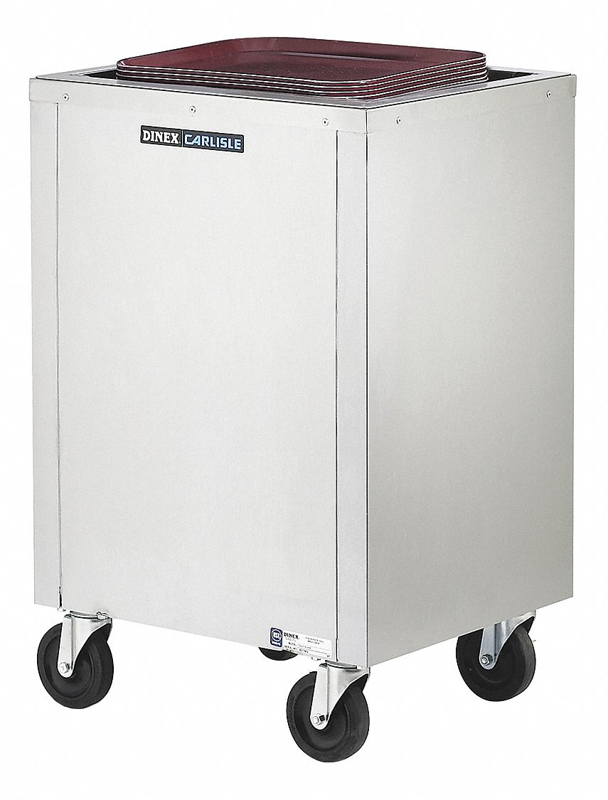 Tray Dispenser Cart: 300 Trays, 36 3/8 in Overall Ht, 23 1/2 in Overall Lg, Enclosed