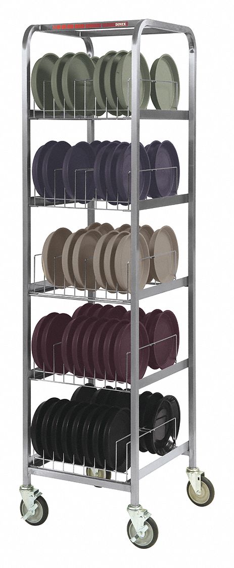 Drying and Storage Cart: 5 Shelves, 100 Slots, 20 1/4 in Dp, 73 in Ht, 40 in Wd