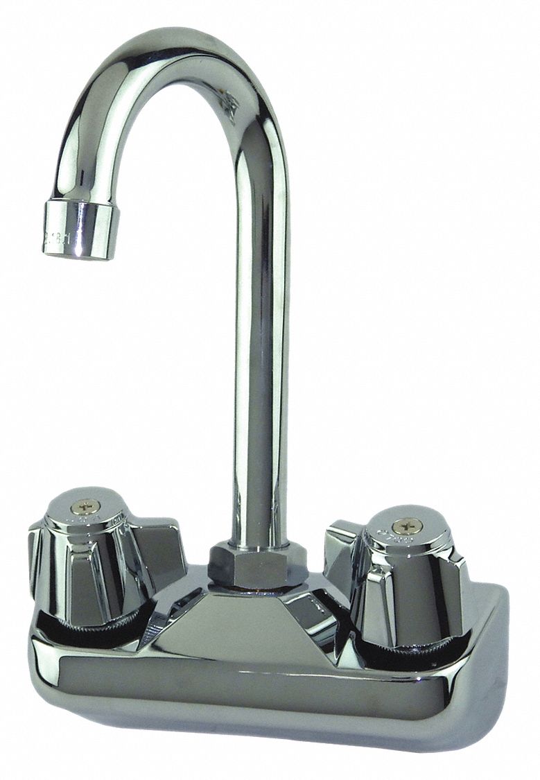 Gooseneck Service Sink Faucet: Dominion Faucets, Chrome Finish, 2 gpm Flow Rate