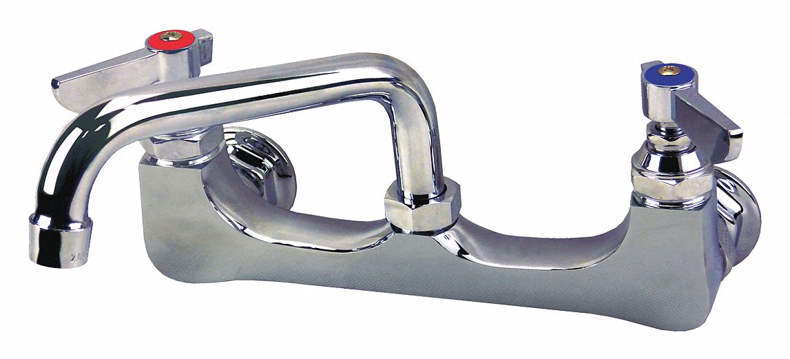 Low Arc Service Sink Faucet: Wall, Widespread, Brass, Chrome