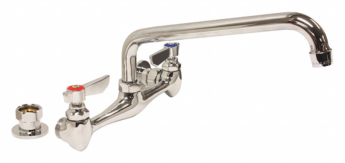 Low Arc Service Sink Faucet: Dominion Faucets, Chrome Finish, 2 gpm Flow Rate, 10 in Spout Lg