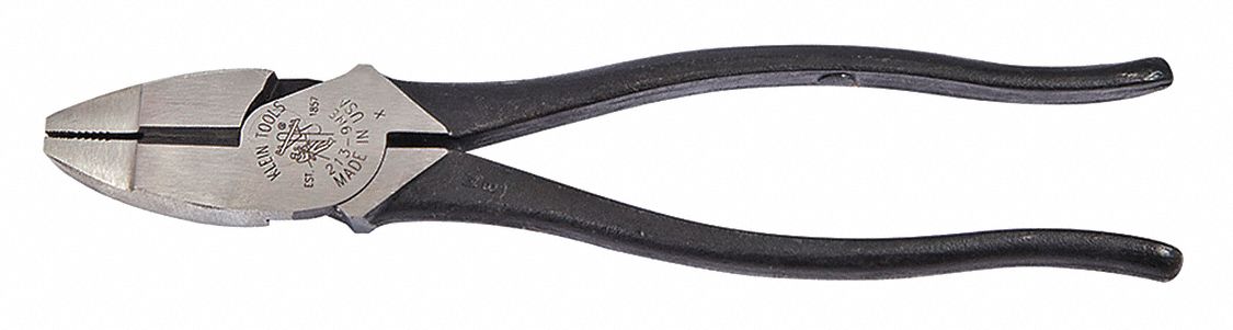 PLIERS, STEEL, BLACK HANDLE, NOT INSULATED, LINEMAN'S PLIERS, 9 9/32 IN L, 1.1 LB WEIGHT