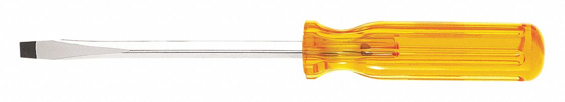 SCREWDRIVER, YELLOW PLASTIC HANDLE, 5/16 IN TIP, SAE, CHROME FINISH, NOT INSULATED, 13 3/16 IN L