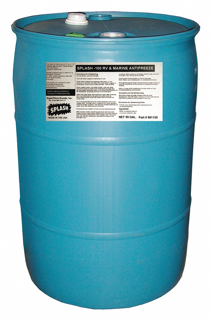 SPLASH, PreDiluted 50/50, 55 gal Container Size, RV/Marine Antifreeze