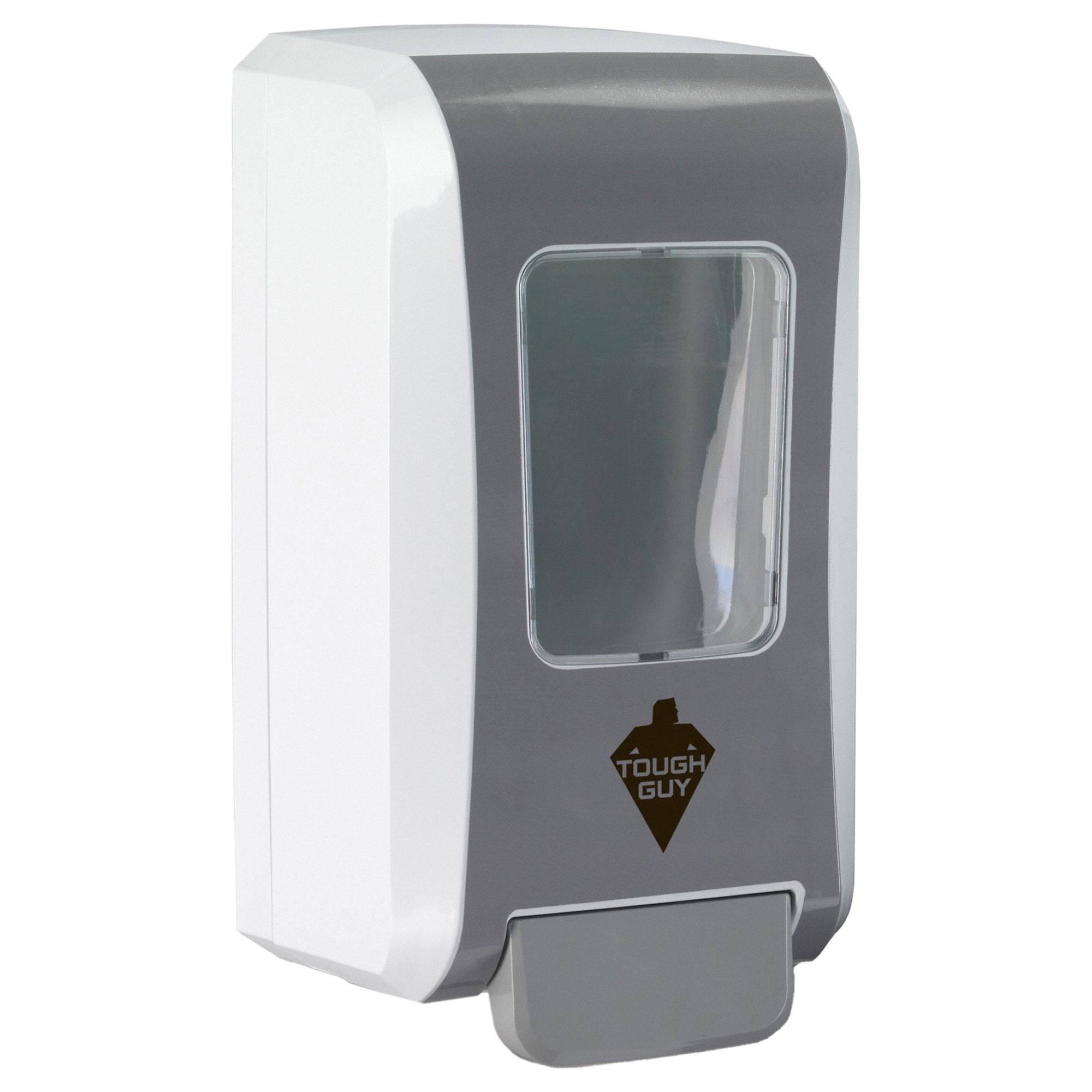 Soap Dispenser: Manual, 2, 000 mL Refill Size, Liquid, White, Plastic, Tough Guy
