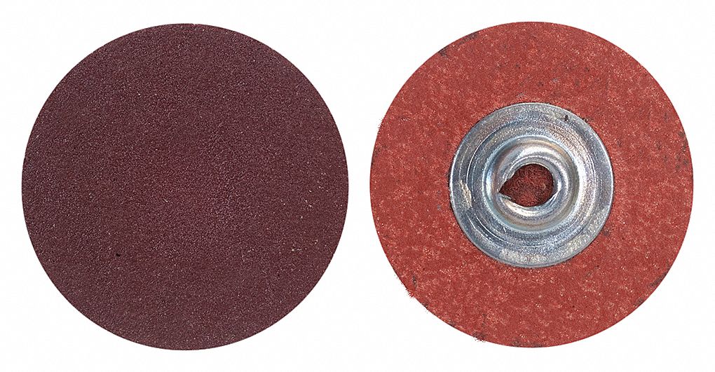 QUICK-CHANGE SANDING DISC, TS, 3 IN, ALUMINUM OXIDE, P50 GRIT, Y WEIGHT POLYESTER, R766, 50 PK