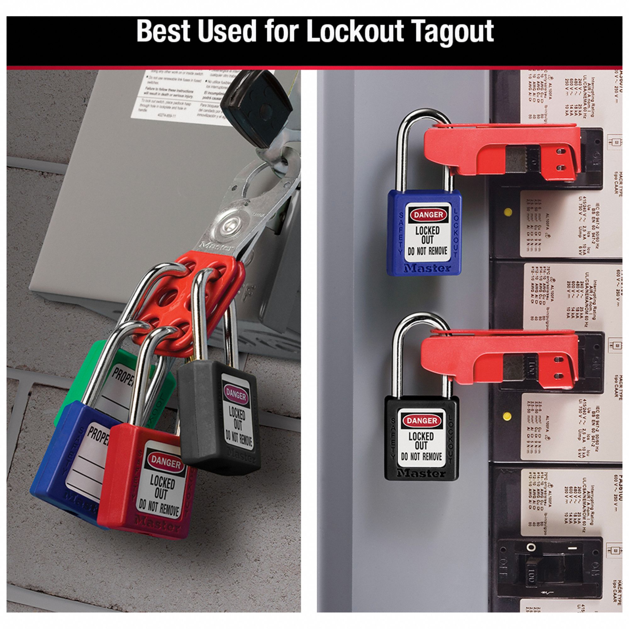 MASTER LOCK Lockout Padlock Thermoplastic Body, 1 1/2 in Shackle Ht