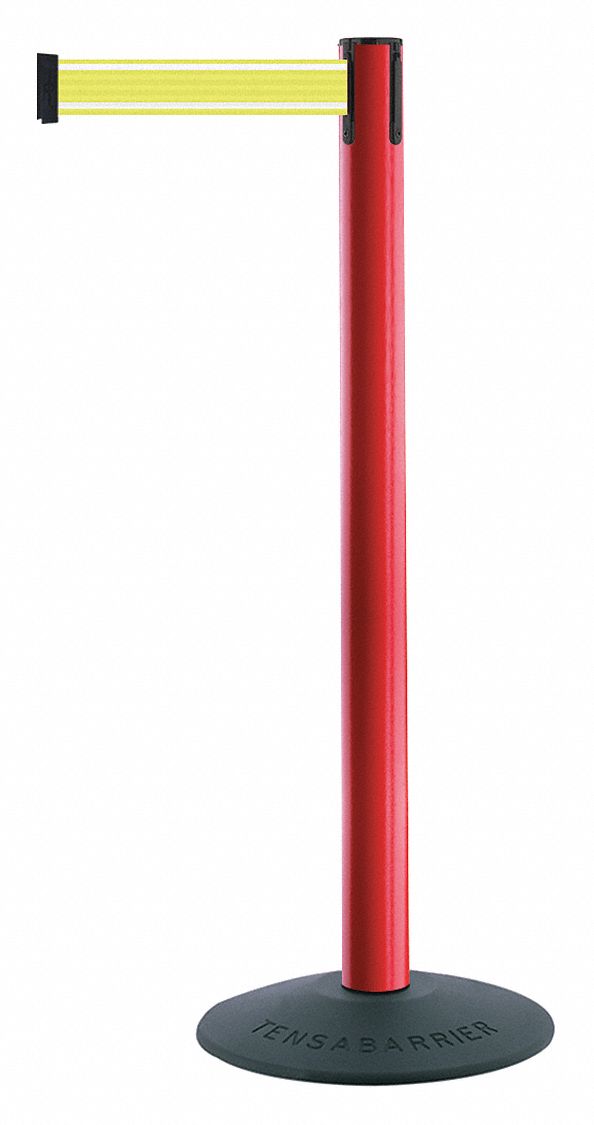 Barrier Post with Belt, Red Post, 38" H