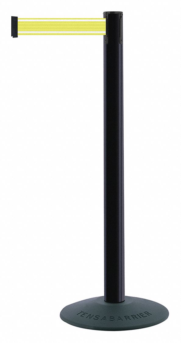 Barrier Post with Belt, Black Post, 38" H