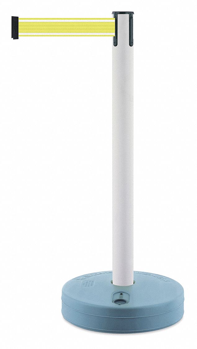 Barrier Post with Belt, White Post, 38" H