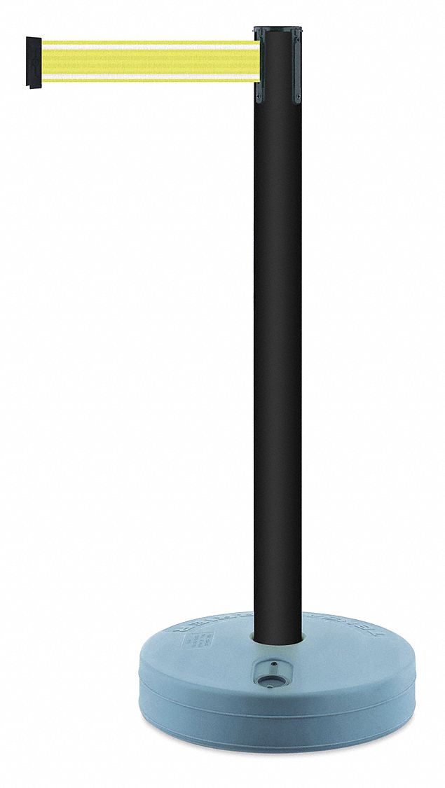 Barrier Post with Belt, Black Post, 38" H