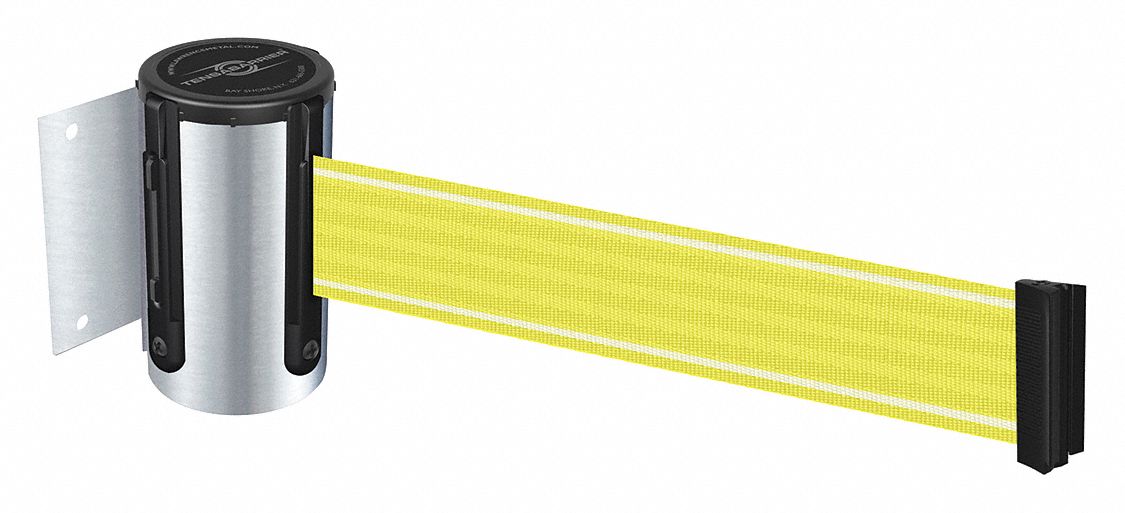 Retractable Belt Barrier, Yllw/Wht Belt