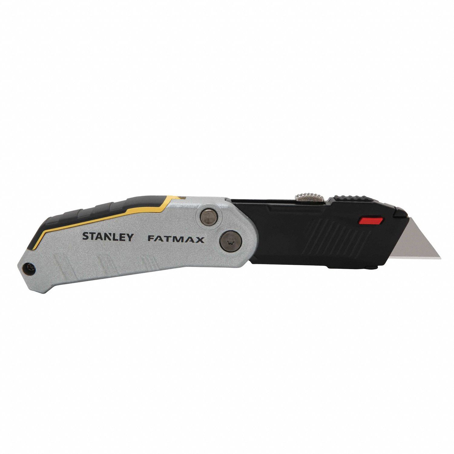 Utility Knife: 7 in Overall Lg, Steel Std Tip, Plain, Metal/Plastic, Black/Gray