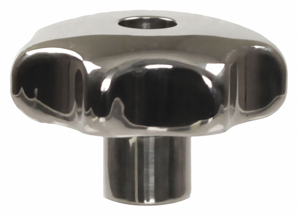 GRAINGER APPROVED Hand Knob, Tapped, Handle Type Star, Stainless Steel