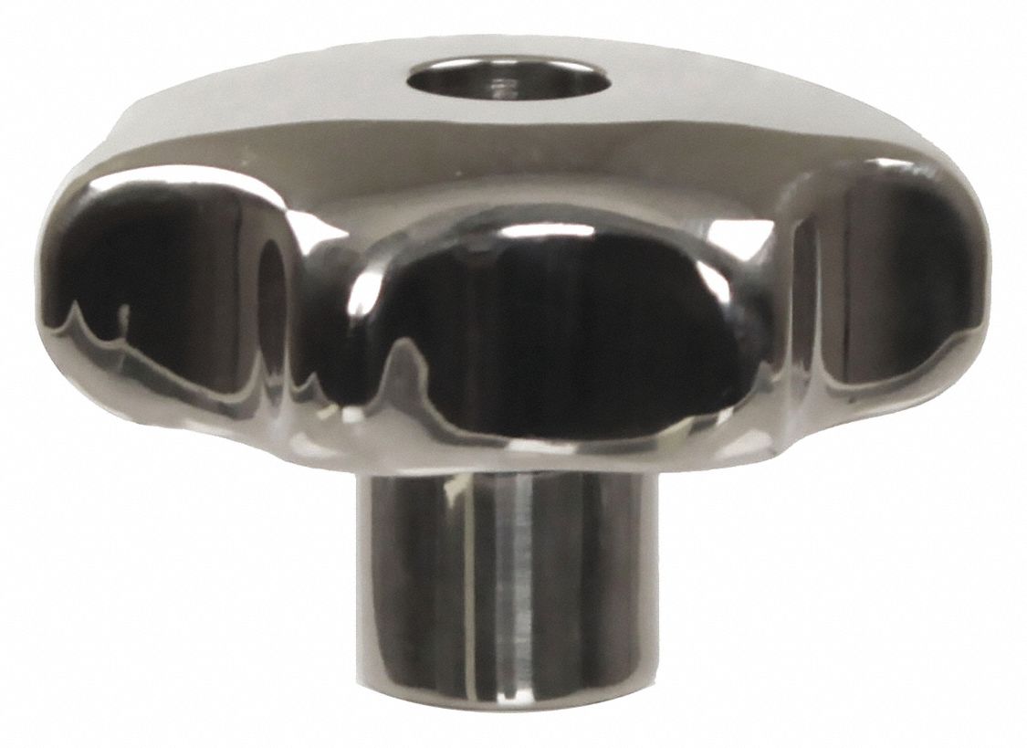 GRAINGER APPROVED Hand Knob, Unthreaded Reamed Hole, Handle Type Star