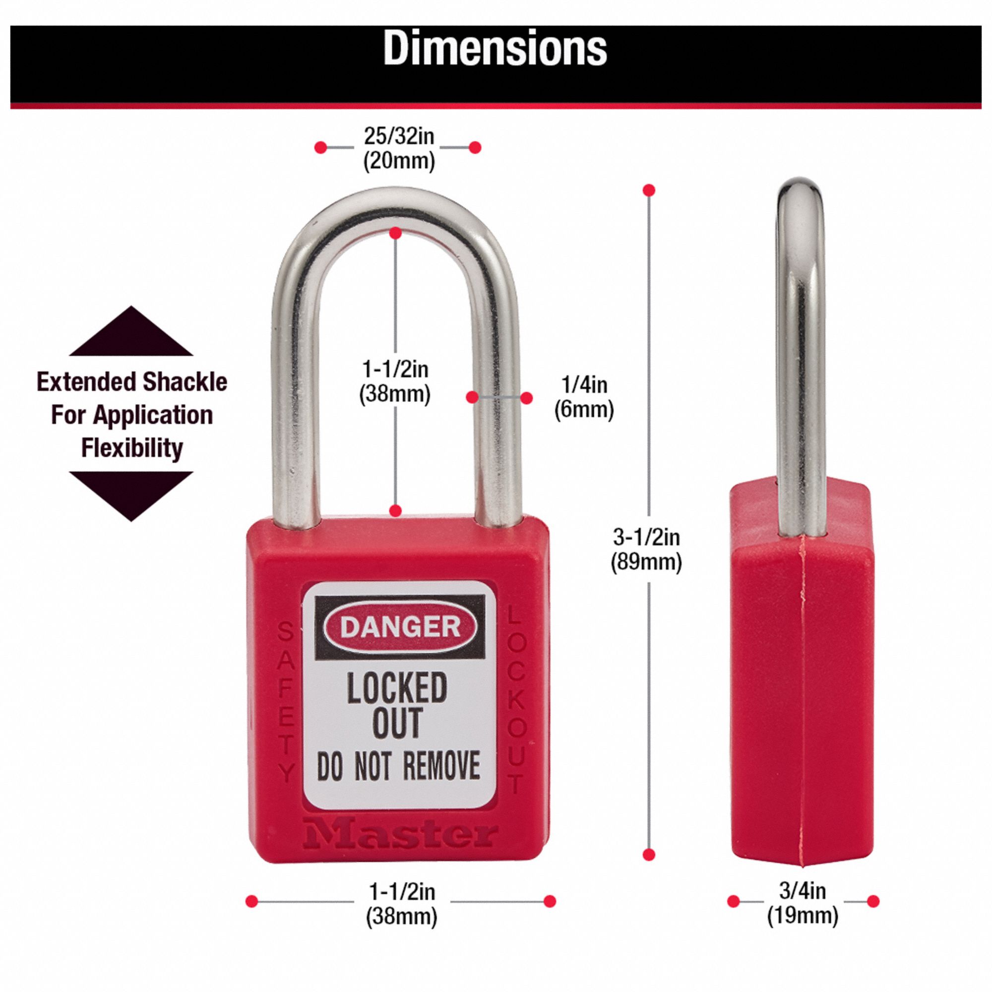 Master Lock 410RED Lockout Tagout Safety Padlock Red for sale online 