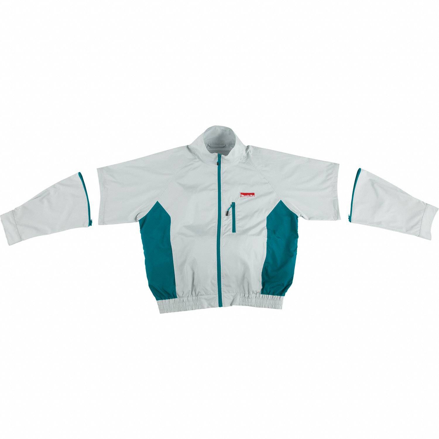MAKITA Cordless Fan Jacket, 12 hr Cooling Time, White, 2XL 410X81