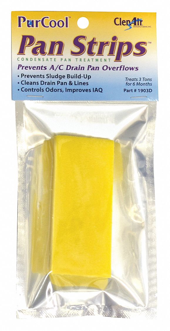 Condensate Pan Treatment: Strip, For 3 ton Systems, 0.1 oz Packet, 1 Treatments, Yellow