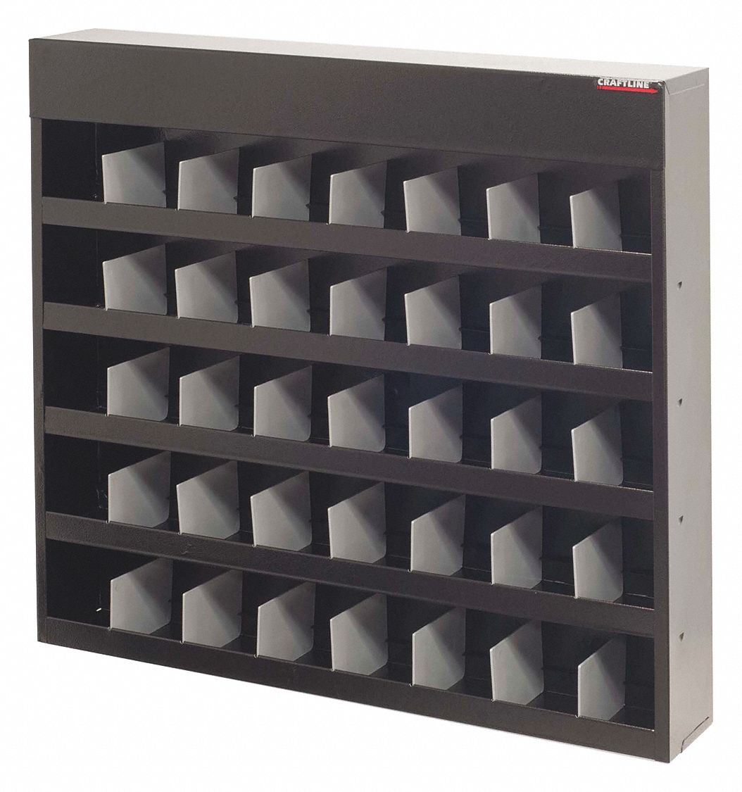 CRAFTLINE 25 3/4 in x 5 1/2 in x 23 in Pigeonhole Bin Unit, Black