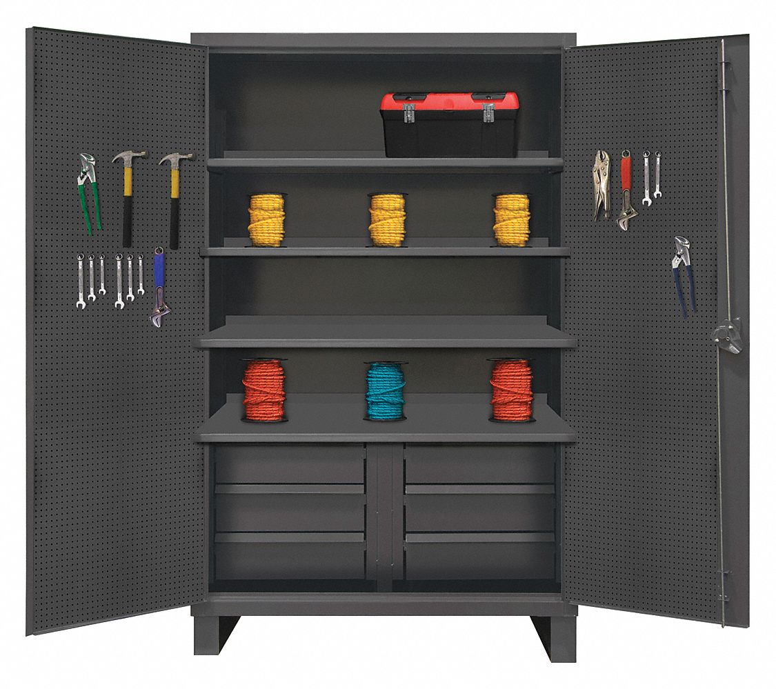 DURHAM MFG Heavy Duty Pegboard Gray, 78 in H X 48 in W X 24 in D, Assembled 410Y40