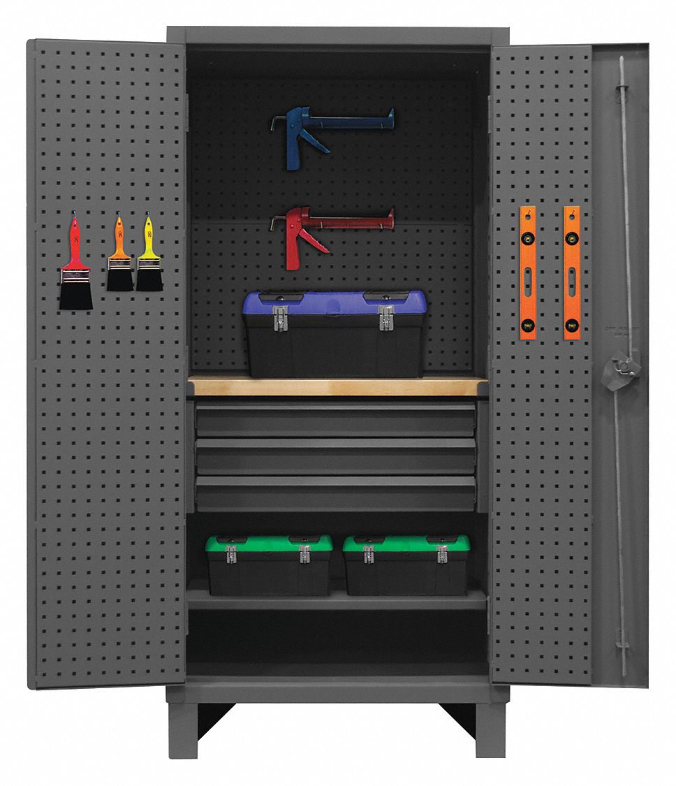 DURHAM MFG Heavy Duty Pegboard Gray, 78 in H X 36 in W X 24 in